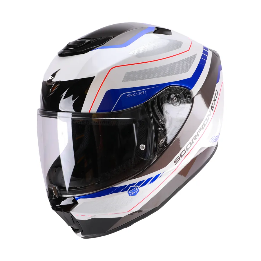 CASCO INTEGRAL ECE LEO BLANCO/AZUL EXO391