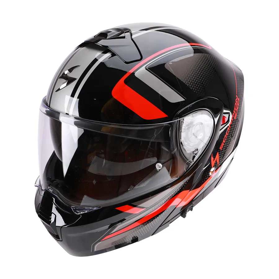 [030280200] CASCO ABATIBLE ECE ARDENS NEGRO BRILLANTE/ROJO EXO930 SCORPION EXO