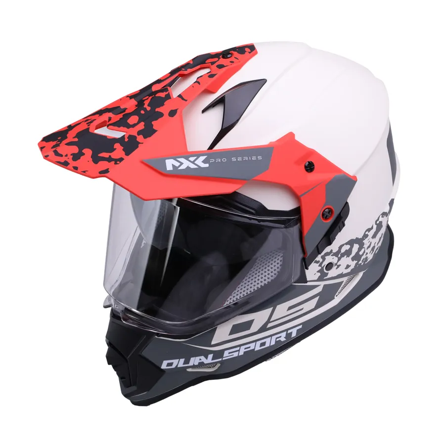 [030310074] CASCO DUAL SPORT GRIS ROJO MATE MXL