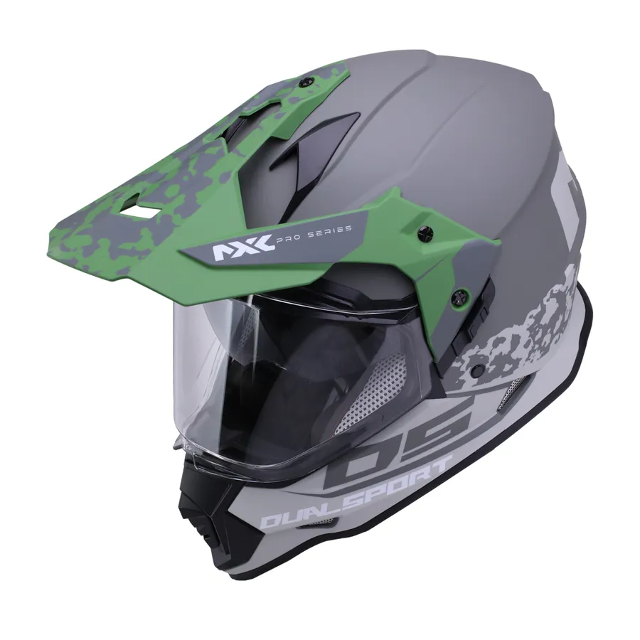 CASCO DUAL SPORT GRIS VERDE MATE MXL