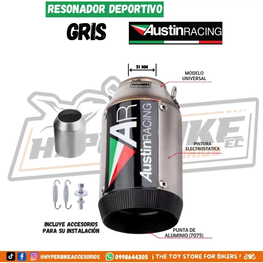 Resonador Deportivo Austin Racing Gris