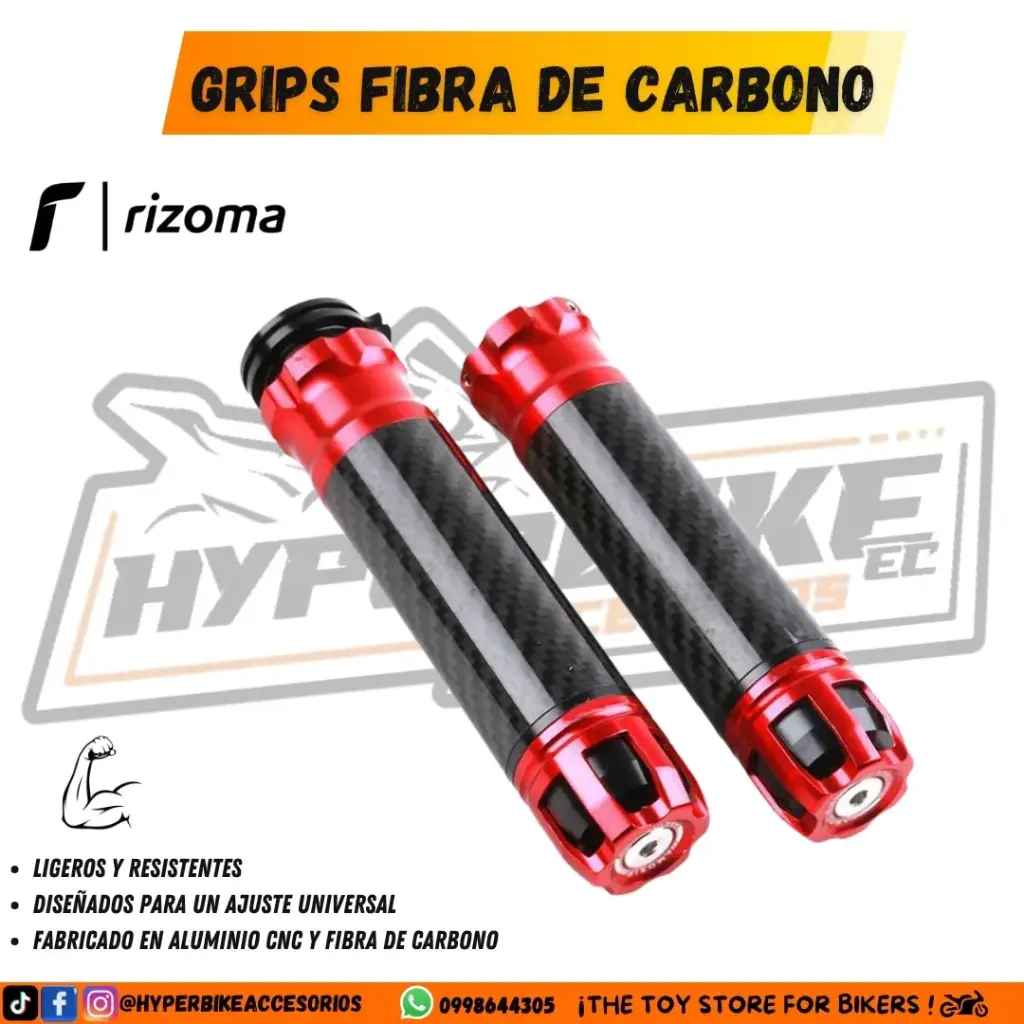 Grips Rizoma Fibra de Carbono / Rojo