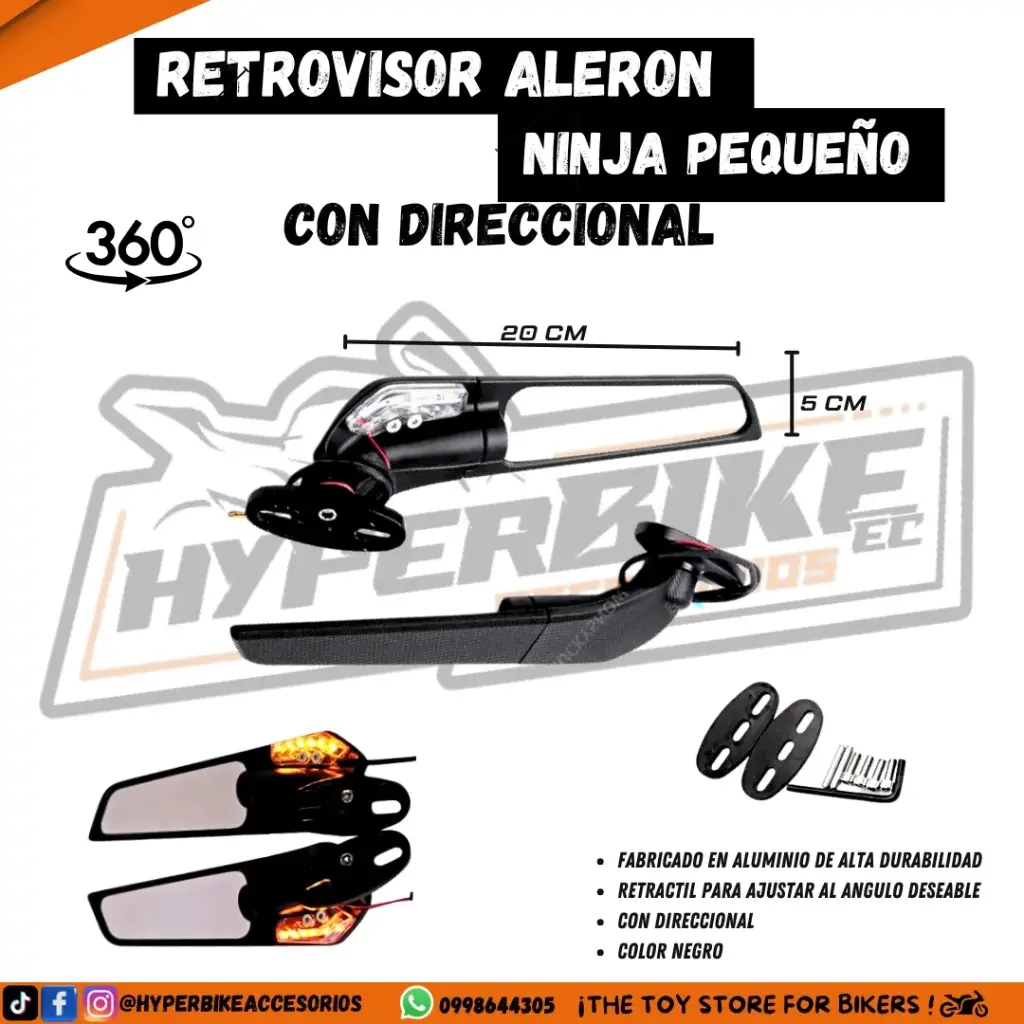 Retrovisores Alerón Ninja Pequeño con Direccionales
