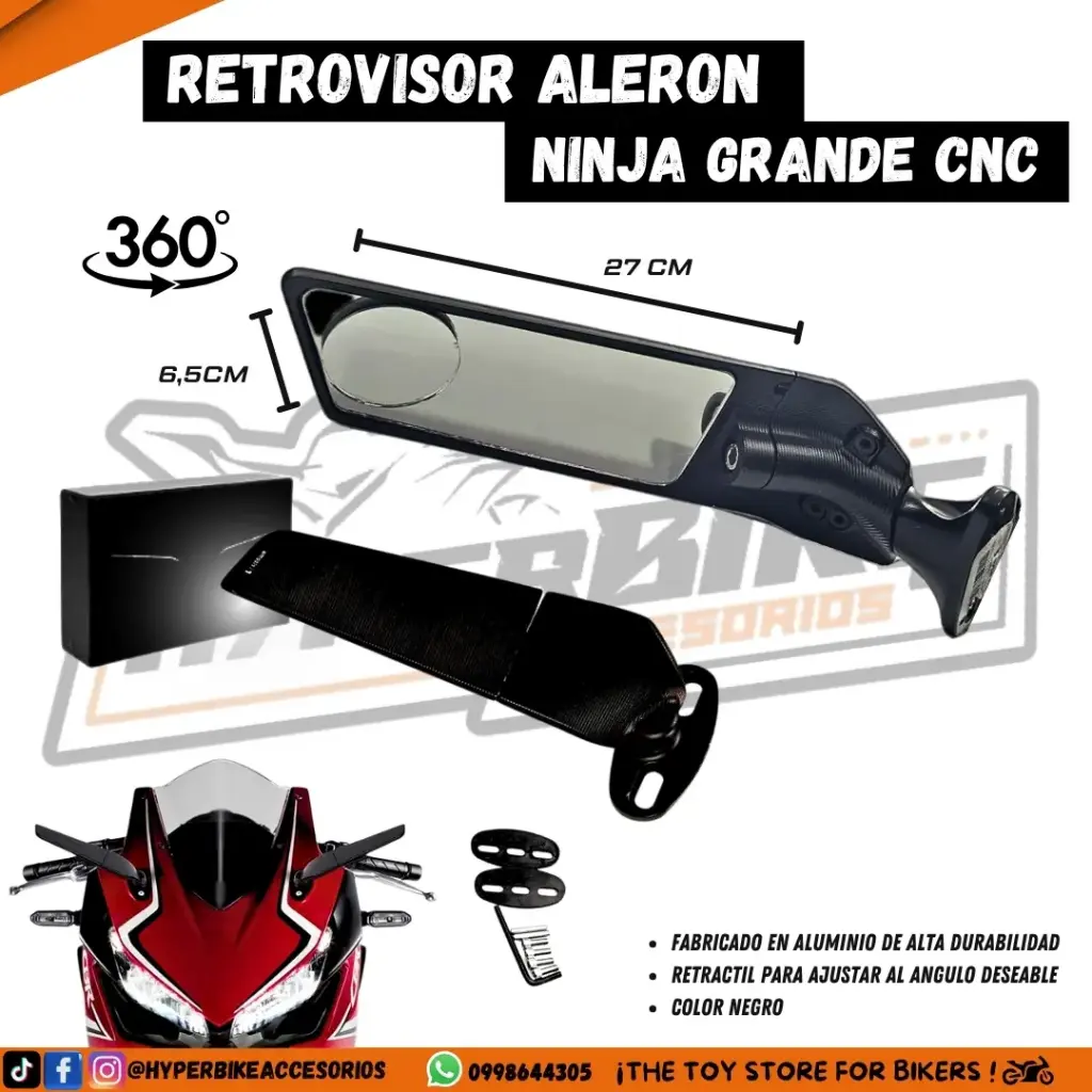 Retrovisores Alerón Ninja Grande CNC