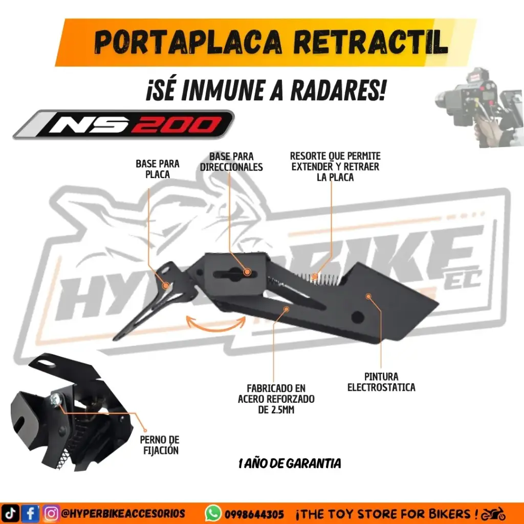 Portaplaca Retractil Ns200