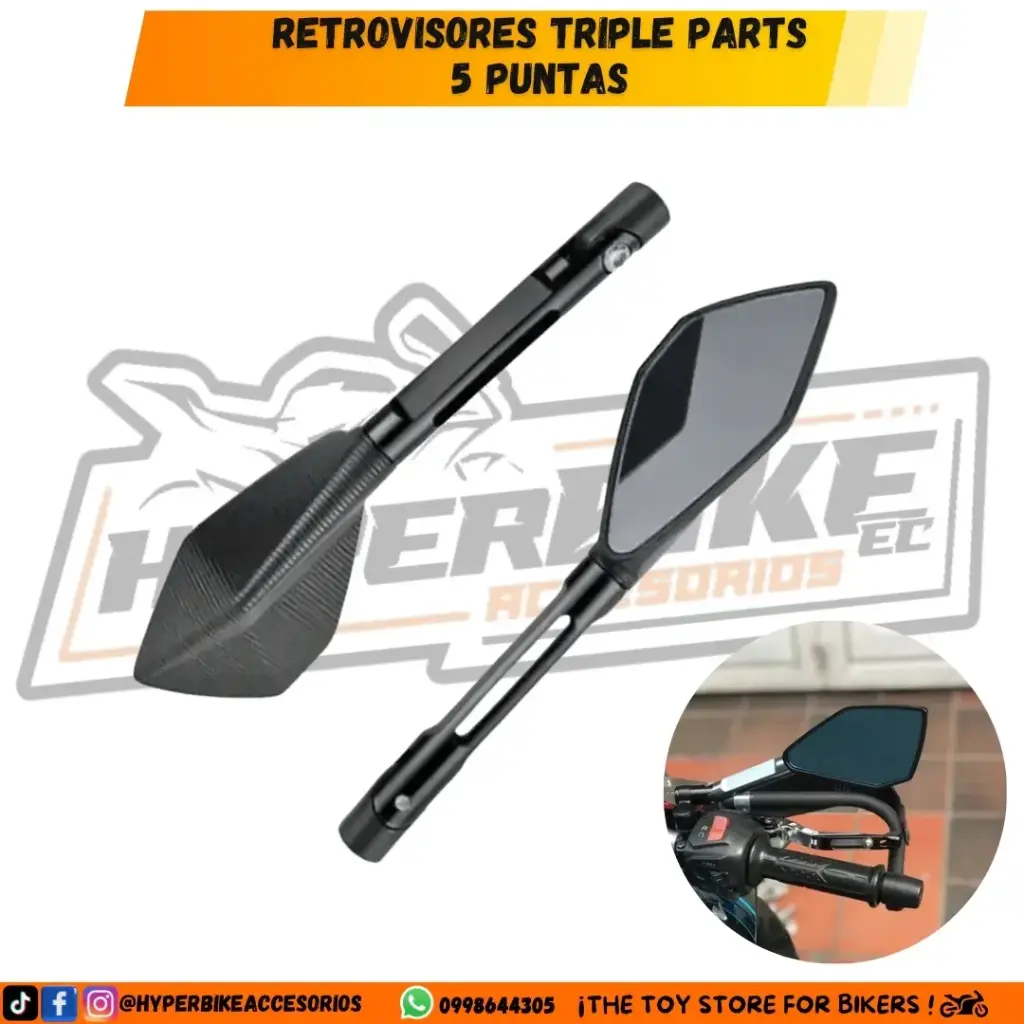 Retrovisor Triple Parts 5P Negro
